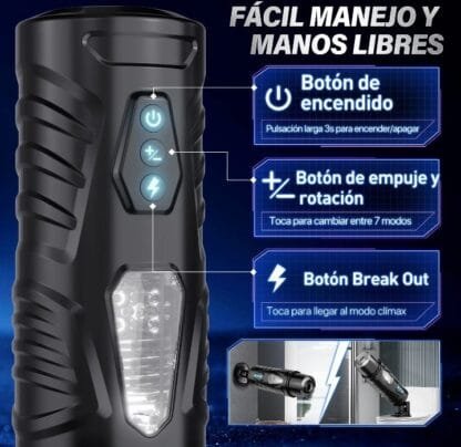 MASTURBADOR MASCULINO GIRATORIO TELESCOPICO - Imagen 3