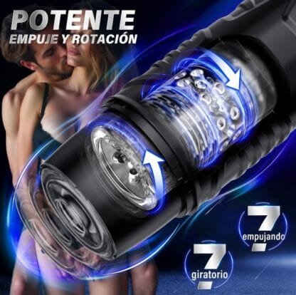 MASTURBADOR MASCULINO GIRATORIO TELESCOPICO